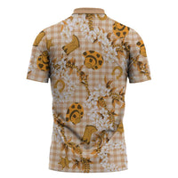Mokihana Maile Ilima Leis Paniolo Palaka Zipper Polo Shirt Hawaiian Kula Spirit LT9 - Polynesian Pride