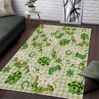 Mokihana Maile Ilima Leis Paniolo Palaka Area Rug Hawaiian Omaomo Ala Spirit LT9 Green - Polynesian Pride
