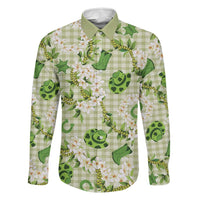 Mokihana Maile Ilima Leis Paniolo Palaka Family Matching Off Shoulder Maxi Dress and Hawaiian Shirt Hawaiian Omaomo Ala Spirit LT9 Dad's Shirt - Long Sleeve Green - Polynesian Pride