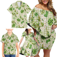 Mokihana Maile Ilima Leis Paniolo Palaka Family Matching Off Shoulder Short Dress and Hawaiian Shirt Hawaiian Omaomo Ala Spirit LT9 - Polynesian Pride