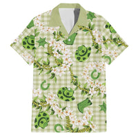 Mokihana Maile Ilima Leis Paniolo Palaka Family Matching Off Shoulder Short Dress and Hawaiian Shirt Hawaiian Omaomo Ala Spirit LT9 Dad's Shirt - Short Sleeve Green - Polynesian Pride