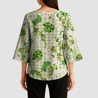 Mokihana Maile Ilima Leis Paniolo Palaka Kimono Sleeve Blouse Hawaiian Omaomo Ala Spirit LT9 - Polynesian Pride