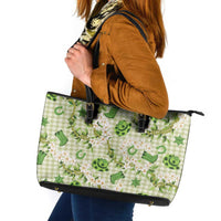 Mokihana Maile Ilima Leis Paniolo Palaka Leather Tote Bag Hawaiian Omaomo Ala Spirit LT9 Green - Polynesian Pride