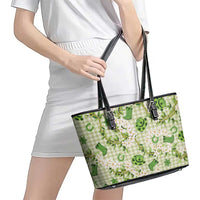 Mokihana Maile Ilima Leis Paniolo Palaka Leather Tote Bag Hawaiian Omaomo Ala Spirit LT9 - Polynesian Pride