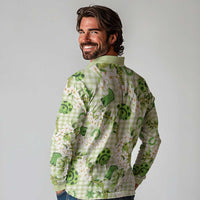 Mokihana Maile Ilima Leis Paniolo Palaka Long Sleeve Polo Shirt Hawaiian Omaomo Ala Spirit LT9 - Polynesian Pride