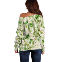 Mokihana Maile Ilima Leis Paniolo Palaka Off Shoulder Sweater Hawaiian Omaomo Ala Spirit LT9 - Polynesian Pride
