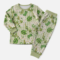 Mokihana Maile Ilima Leis Paniolo Palaka Christmas Pajama Set Hawaiian Omaomo Ala Spirit LT9 Men Green - Polynesian Pride