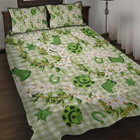 Mokihana Maile Ilima Leis Paniolo Palaka Quilt Bed Set Hawaiian Omaomo Ala Spirit LT9 Green - Polynesian Pride