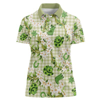 Mokihana Maile Ilima Leis Paniolo Palaka Women Polo Shirt Hawaiian Omaomo Ala Spirit LT9 Female Green - Polynesian Pride