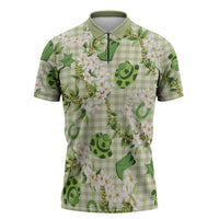 Mokihana Maile Ilima Leis Paniolo Palaka Zipper Polo Shirt Hawaiian Omaomo Ala Spirit LT9 Green - Polynesian Pride