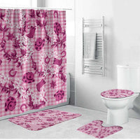 Mokihana Maile Ilima Leis Paniolo Palaka Bathroom Set Hawaiian Omaomo Ulaula Spirit LT9 Bathroom Set (4 pcs) Pink - Polynesian Pride