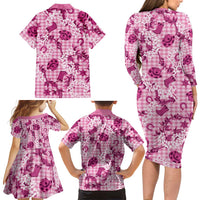 Mokihana Maile Ilima Leis Paniolo Palaka Family Matching Long Sleeve Bodycon Dress and Hawaiian Shirt Hawaiian Omaomo Ulaula Spirit LT9 - Polynesian Pride