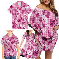 Mokihana Maile Ilima Leis Paniolo Palaka Family Matching Off Shoulder Short Dress and Hawaiian Shirt Hawaiian Omaomo Ulaula Spirit LT9 - Polynesian Pride