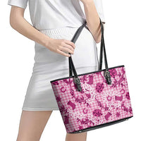 Mokihana Maile Ilima Leis Paniolo Palaka Leather Tote Bag Hawaiian Omaomo Ulaula Spirit LT9 - Polynesian Pride
