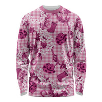Mokihana Maile Ilima Leis Paniolo Palaka Long Sleeve Shirt Hawaiian Omaomo Ulaula Spirit LT9 Unisex Pink - Polynesian Pride