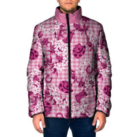 Mokihana Maile Ilima Leis Paniolo Palaka Padded Jacket Hawaiian Omaomo Ulaula Spirit LT9 Men Pink - Polynesian Pride