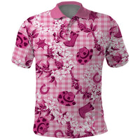Mokihana Maile Ilima Leis Paniolo Palaka Polo Shirt Hawaiian Omaomo Ulaula Spirit LT9 Pink - Polynesian Pride
