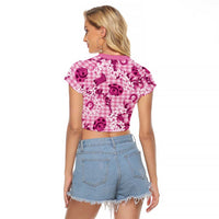 Mokihana Maile Ilima Leis Paniolo Palaka Raglan Cropped T Shirt Hawaiian Omaomo Ulaula Spirit LT9 - Polynesian Pride