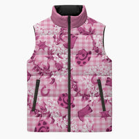 Mokihana Maile Ilima Leis Paniolo Palaka Sleeveless Puffer Jacket Hawaiian Omaomo Ulaula Spirit LT9 Unisex Pink - Polynesian Pride