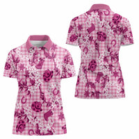Mokihana Maile Ilima Leis Paniolo Palaka Women Polo Shirt Hawaiian Omaomo Ulaula Spirit LT9 - Polynesian Pride