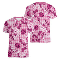 Mokihana Maile Ilima Leis Paniolo Palaka Women V-Neck T-Shirt Hawaiian Omaomo Ulaula Spirit LT9 - Polynesian Pride