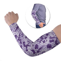 Mokihana Maile Ilima Leis Paniolo Palaka Arm Sleeves Hawaiian Poni Spirit LT9 Set of 2 Purple - Polynesian Pride