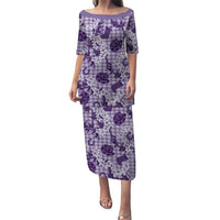 Mokihana Maile Ilima Leis Paniolo Palaka Family Matching Puletasi and Hawaiian Shirt Hawaiian Poni Spirit LT9 Purple - Polynesian Pride