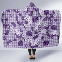Mokihana Maile Ilima Leis Paniolo Palaka Hooded Blanket Hawaiian Poni Spirit LT9 One Size Purple - Polynesian Pride