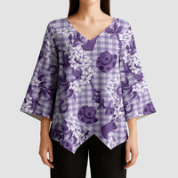 Mokihana Maile Ilima Leis Paniolo Palaka Kimono Sleeve Blouse Hawaiian Poni Spirit LT9 - Polynesian Pride