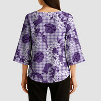 Mokihana Maile Ilima Leis Paniolo Palaka Kimono Sleeve Blouse Hawaiian Poni Spirit LT9 - Polynesian Pride