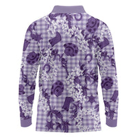 Mokihana Maile Ilima Leis - Paniolo Palaka Long Sleeve Polo Shirt - Hawaiian Poni Spirit LT9 - Polynesian Pride