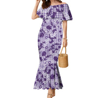 Mokihana Maile Ilima Leis Paniolo Palaka Mermaid Dress Hawaiian Poni Spirit LT9 Women Purple - Polynesian Pride