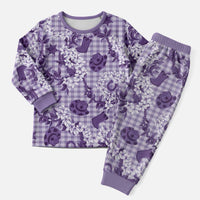 Mokihana Maile Ilima Leis Paniolo Palaka Christmas Pajama Set Hawaiian Poni Spirit LT9 Men Purple - Polynesian Pride