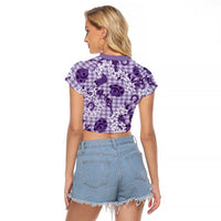 Mokihana Maile Ilima Leis Paniolo Palaka Raglan Cropped T Shirt Hawaiian Poni Spirit LT9 - Polynesian Pride