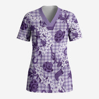 Mokihana Maile Ilima Leis Paniolo Palaka Scrub Top Hawaiian Poni Spirit - Polynesian Pride