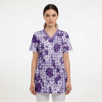 Mokihana Maile Ilima Leis Paniolo Palaka Scrub Top Hawaiian Poni Spirit - Polynesian Pride