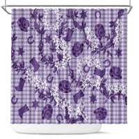 Mokihana Maile Ilima Leis Paniolo Palaka Shower Curtain Hawaiian Poni Spirit LT9 Purple - Polynesian Pride