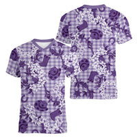 Mokihana Maile Ilima Leis Paniolo Palaka Women V-Neck T-Shirt Hawaiian Poni Spirit LT9 - Polynesian Pride