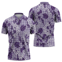 Mokihana Maile Ilima Leis Paniolo Palaka Zipper Polo Shirt Hawaiian Poni Spirit LT9 - Polynesian Pride