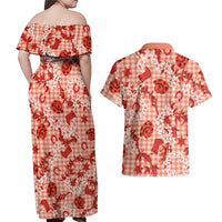 Mokihana Maile Ilima Leis Paniolo Palaka Couples Matching Off Shoulder Maxi Dress and Hawaiian Shirt Hawaiian Ulaula Spirit LT9 - Polynesian Pride