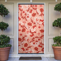 Mokihana Maile Ilima Leis Paniolo Palaka Door Cover Hawaiian Ulaula Spirit LT9 Red - Polynesian Pride