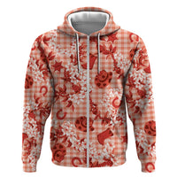 Mokihana Maile Ilima Leis Paniolo Palaka Hoodie Hawaiian Ulaula Spirit LT9 Zip Hoodie Red - Polynesian Pride