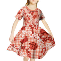 Mokihana Maile Ilima Leis Paniolo Palaka Kid Short Sleeve Dress Hawaiian Ulaula Spirit LT9 - Polynesian Pride