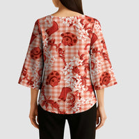 Mokihana Maile Ilima Leis Paniolo Palaka Kimono Sleeve Blouse Hawaiian Ulaula Spirit LT9 - Polynesian Pride