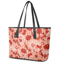 Mokihana Maile Ilima Leis Paniolo Palaka Leather Tote Bag Hawaiian Ulaula Spirit LT9 - Polynesian Pride