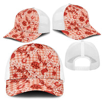 Mokihana Maile Ilima Leis Paniolo Palaka Mesh Trucker Cap Hawaiian Ulaula Spirit - Polynesian Pride