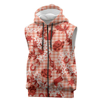 Mokihana Maile Ilima Leis Paniolo Palaka Sleeveless Zip Hoodie Hawaiian Ulaula Spirit LT9 Red - Polynesian Pride
