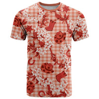 Mokihana Maile Ilima Leis Paniolo Palaka T Shirt Hawaiian Ulaula Spirit LT9 Red - Polynesian Pride