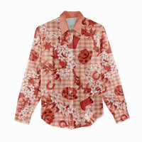 Mokihana Maile Ilima Leis Paniolo Palaka Women Casual Shirt Hawaiian Ulaula Spirit - Polynesian Pride