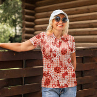 Mokihana Maile Ilima Leis Paniolo Palaka Women Polo Shirt Hawaiian Ulaula Spirit LT9 - Polynesian Pride